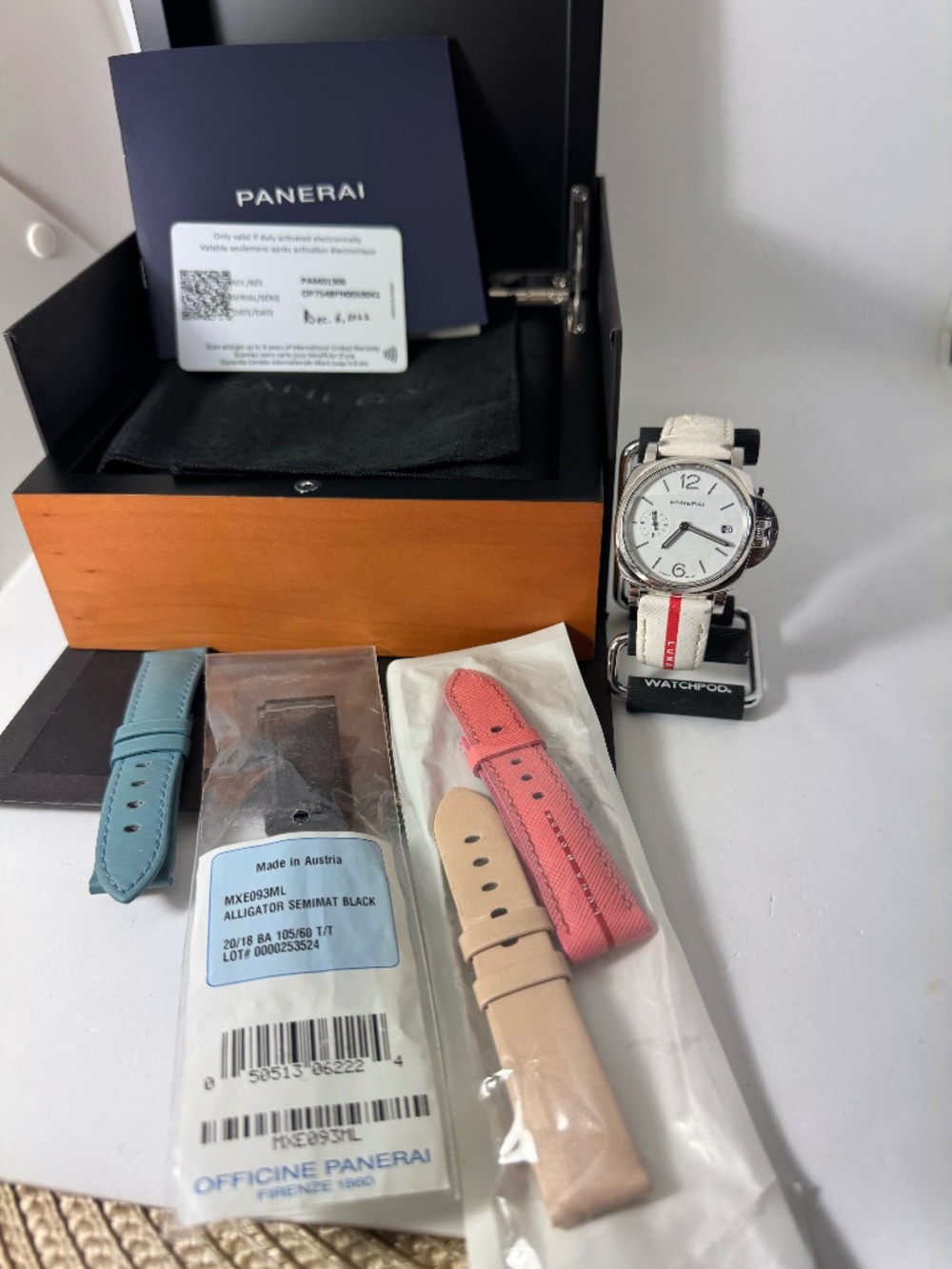 Panerai PAM01306 Luminor Due Luna Rossa 38mm, full set